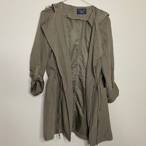 Love Tree Trench Coat Hoodie Olive Green Medium